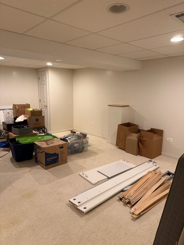 352 Bay Dr, Itasca, IL 60143 - finished basement with recessed lighting, carpet flooring, and a drop ceiling