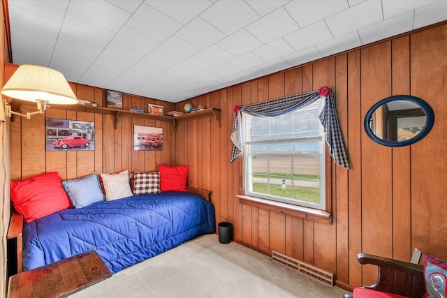 13809 Pine Rd, Dewitt, IL 61735 - carpeted bedroom featuring wood walls
