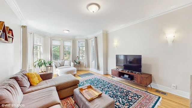 3253 W Leland Ave Unit 2, Chicago, IL 60625 - living room with ornamental molding and wood finished floors