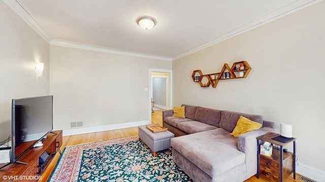 3253 W Leland Ave Unit 2, Chicago, IL 60625 - living room featuring crown molding and wood finished floors