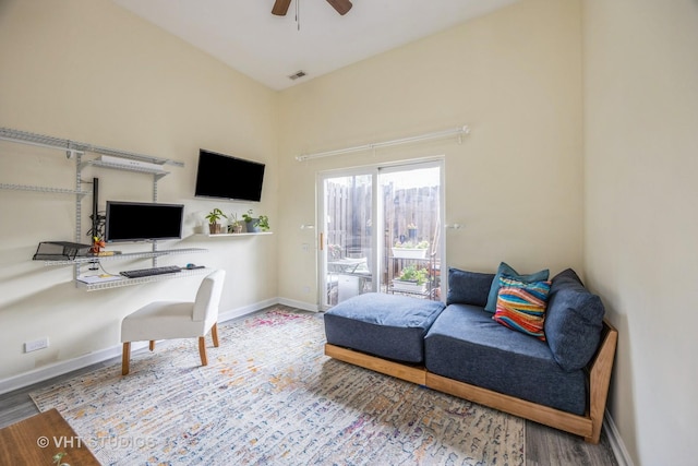 108 Belvidere Ave, Forest Park, IL 60130 - home office with a ceiling fan and wood finished floors