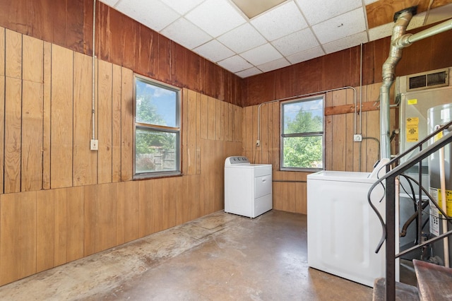 230 Brierhill Dr, Round Lake Park, IL 60073 - washroom featuring separate washer and dryer and wood walls