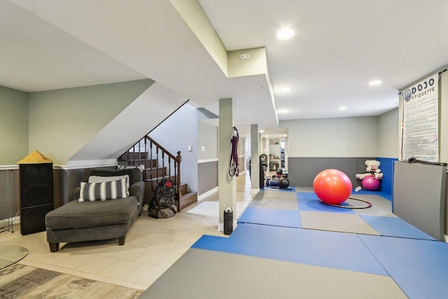 8120 S Luella Ave, Chicago, IL 60617 - workout area with tile patterned flooring and recessed lighting