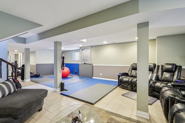 8120 S Luella Ave, Chicago, IL 60617 - exercise area with tile patterned flooring and recessed lighting