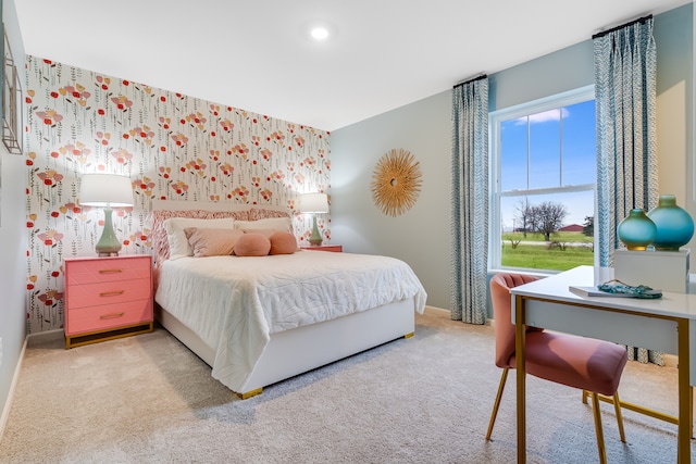 529 S Kincaid St, Maple Park, IL 60151 - bedroom with light carpet, a water view, and recessed lighting