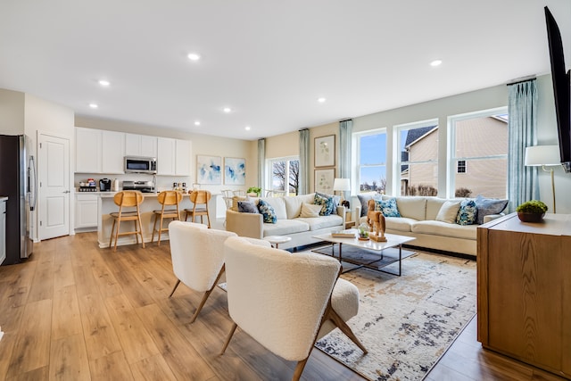 529 S Kincaid St, Maple Park, IL 60151 - living room featuring light wood-type flooring and recessed lighting