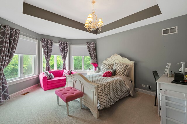 3550 Sorrel Dr, Northbrook, IL 60062 - bedroom with carpet flooring and a chandelier