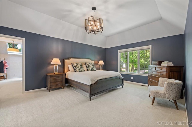 1412 Sherwood Ln, Geneva, IL 60134 - bedroom with carpet flooring, a chandelier, and lofted ceiling