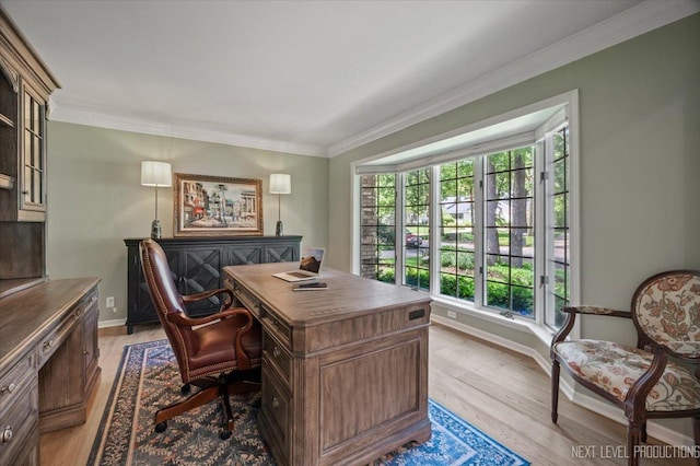 1412 Sherwood Ln, Geneva, IL 60134 - office area with light wood-type flooring and crown molding