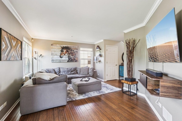 454 Blue Springs Dr, Fox Lake, IL 60020 - living room with wood finished floors and ornamental molding