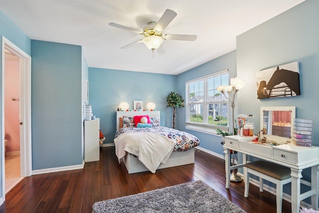 454 Blue Springs Dr, Fox Lake, IL 60020 - bedroom featuring wood finished floors and ceiling fan