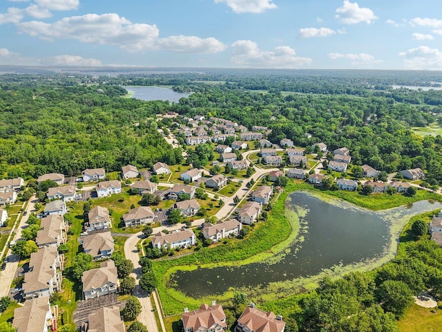 454 Blue Springs Dr, Fox Lake, IL 60020 - aerial perspective of suburban area featuring a nearby body of water and a heavily wooded area