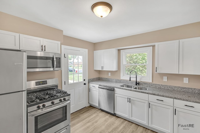 2059 Downey Rd, Homewood, IL 60430 - kitchen featuring stainless steel appliances, white cabinets, plenty of natural light, and light wood finished floors