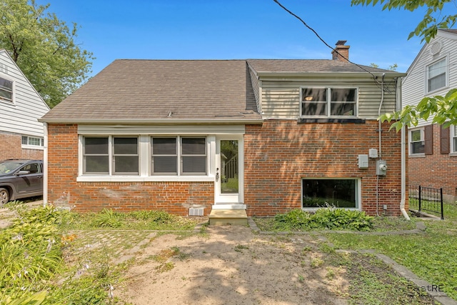 2059 Downey Rd, Homewood, IL 60430 - view of front of property featuring a chimney, brick siding, and a shingled roof