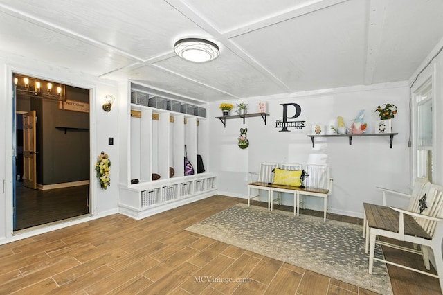 204 Wood St, Wilmington, IL 60481 - mudroom with wood finished floors and coffered ceiling