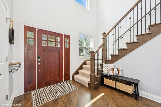 161 N Schubert St, Palatine, IL 60067 - foyer with wood finished floors, stairway, and a towering ceiling