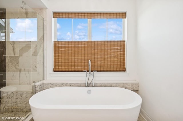 161 N Schubert St, Palatine, IL 60067 - full bath with a soaking tub, healthy amount of natural light, and a tile shower