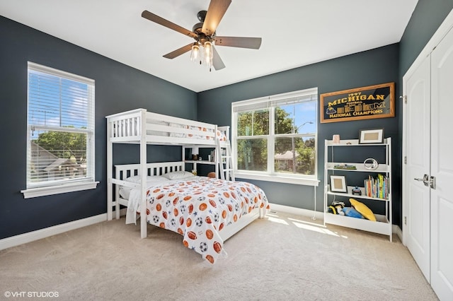 161 N Schubert St, Palatine, IL 60067 - carpeted bedroom featuring a closet and a ceiling fan