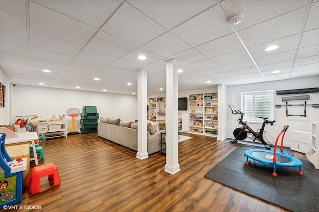 161 N Schubert St, Palatine, IL 60067 - workout area featuring wood finished floors, recessed lighting, and a drop ceiling
