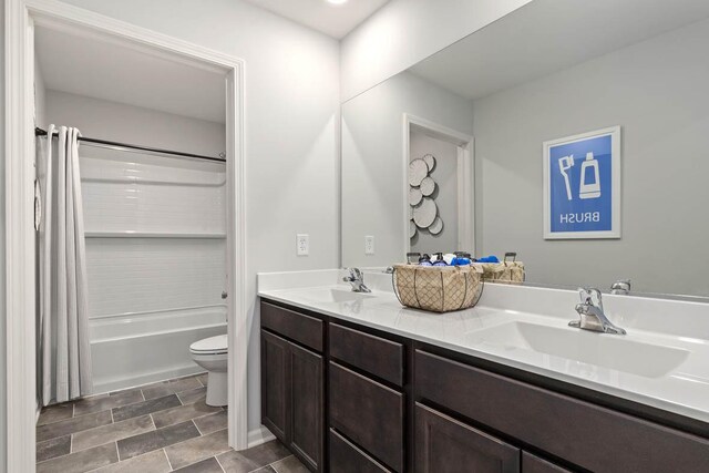 994 Amethyst Ln, Montgomery, IL 60538 - bathroom with double vanity and shower / bath combo with shower curtain