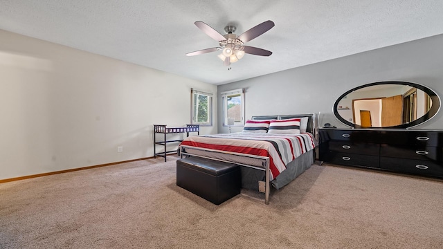 5715 Elaine Dr, Rockford, IL 61108 - bedroom featuring light colored carpet, a textured ceiling, and ceiling fan