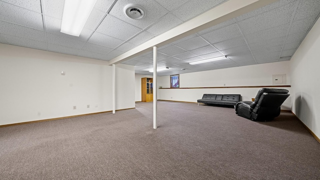 5715 Elaine Dr, Rockford, IL 61108 - finished basement featuring carpet flooring, a paneled ceiling, and electric panel