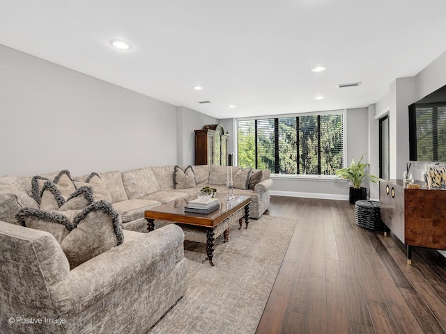 1401 Burr Oak Rd Unit 312B, Hinsdale, IL 60521 - living room featuring hardwood / wood-style floors and recessed lighting