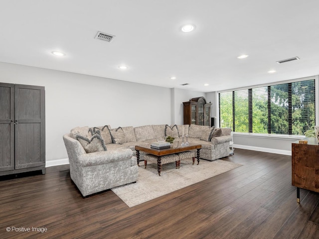 1401 Burr Oak Rd Unit 312B, Hinsdale, IL 60521 - living area featuring dark wood-type flooring and recessed lighting