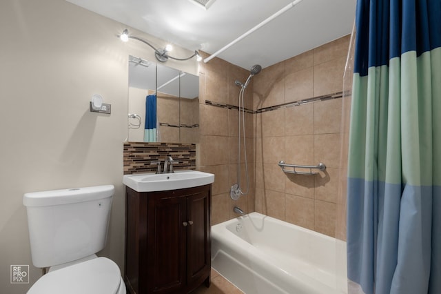 2541 Thatcher Ave Unit 2D, River Grove, IL 60171 - full bath with shower / bath combination with curtain, vanity, and decorative backsplash