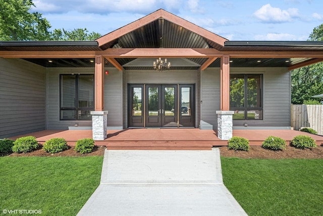2104 Shermer Rd, Northbrook, IL 60062 - property entrance featuring covered porch and french doors