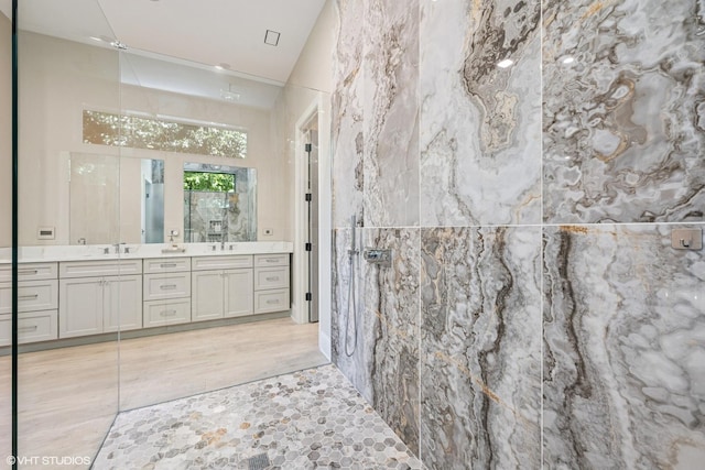2104 Shermer Rd, Northbrook, IL 60062 - bathroom with vanity and a marble finish shower