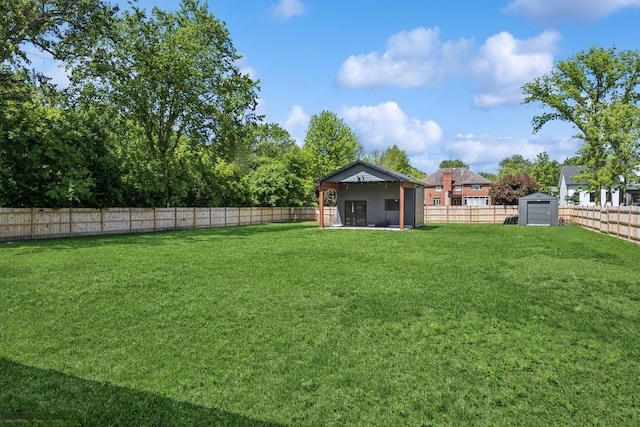 2104 Shermer Rd, Northbrook, IL 60062 - fenced backyard featuring a storage unit