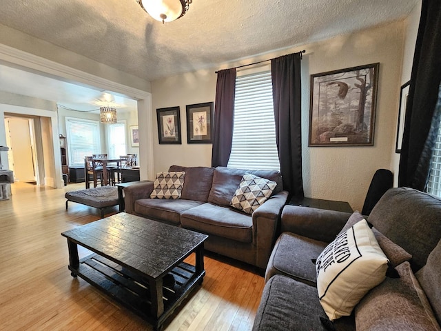 320 Congress St, Ottawa, IL 61350 - living room with light wood-style floors, healthy amount of natural light, and a textured ceiling