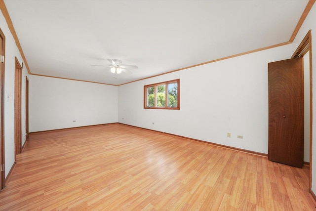 3057 201st Pl, Lynwood, IL 60411 - unfurnished room featuring ornamental molding, light wood-style flooring, and ceiling fan