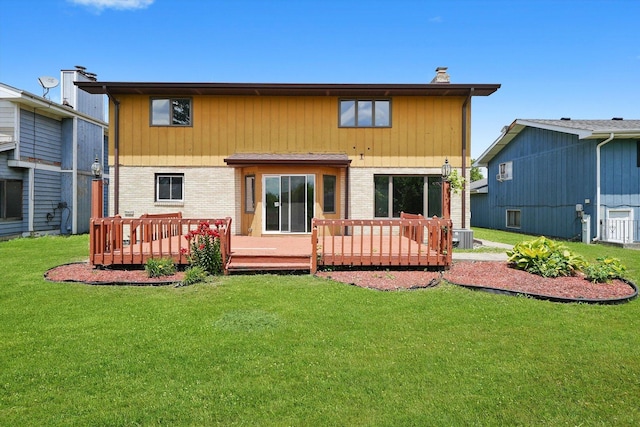 3057 201st Pl, Lynwood, IL 60411 - back of property with a yard, brick siding, and a deck