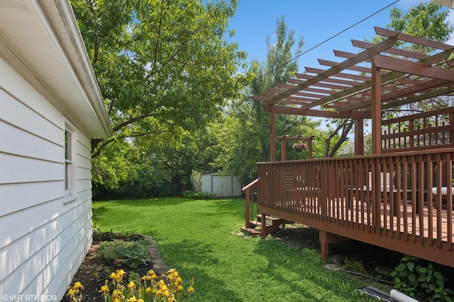 731 N Patton Ave, Arlington Heights, IL 60004 - view of green lawn featuring a storage shed, a deck, and a pergola