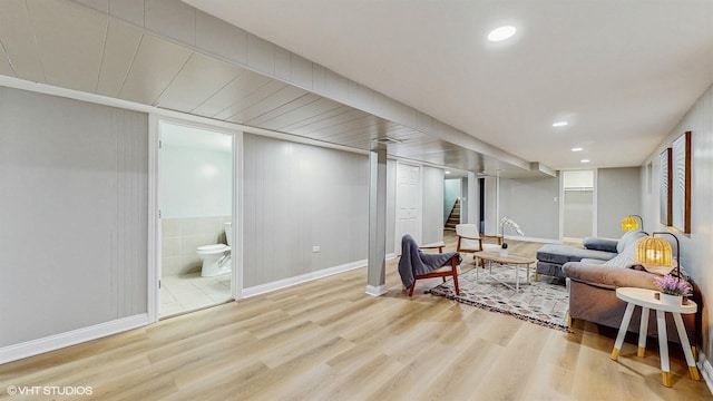 2701 S Hillock Ave, Chicago, IL 60608 - living room featuring wood finished floors, stairs, and recessed lighting