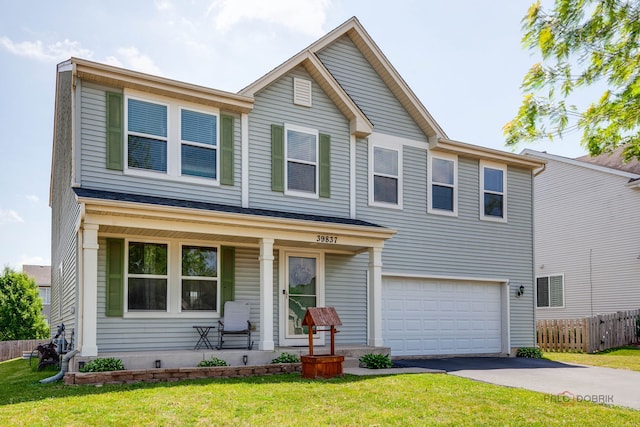 39837 N Torry Ln, Beach Park, IL 60083 - traditional-style home with a porch, an attached garage, and asphalt driveway