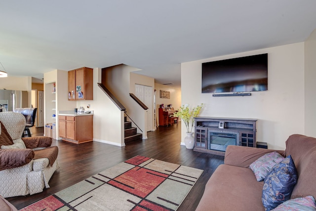 39837 N Torry Ln, Beach Park, IL 60083 - living area featuring stairway and dark wood-style floors