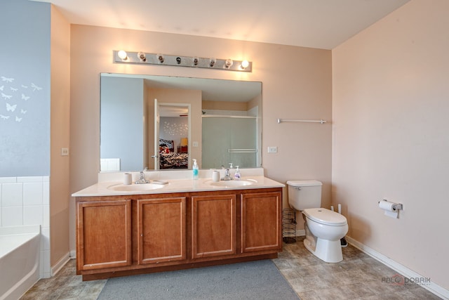 39837 N Torry Ln, Beach Park, IL 60083 - full bathroom featuring double vanity, a garden tub, and a stall shower
