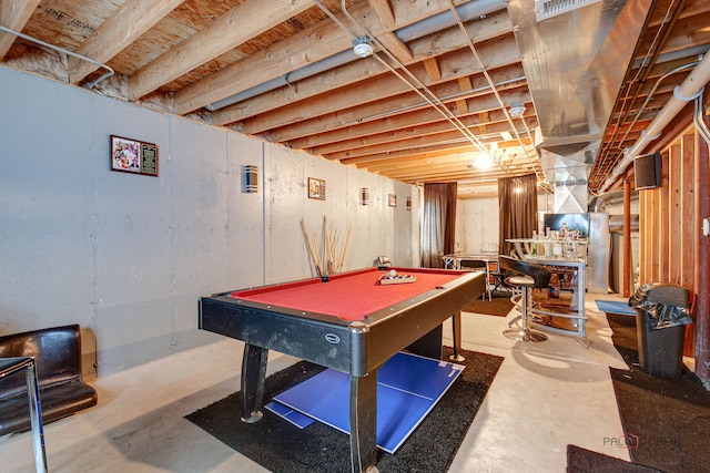 39837 N Torry Ln, Beach Park, IL 60083 - recreation room featuring unfinished concrete floors and billiards table
