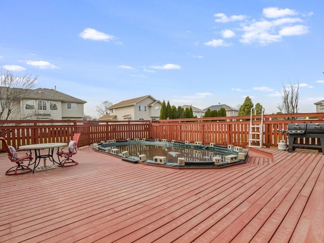 18036 Crystal Ln, Lansing, IL 60438 - deck with grilling area, a residential view, and outdoor dining area