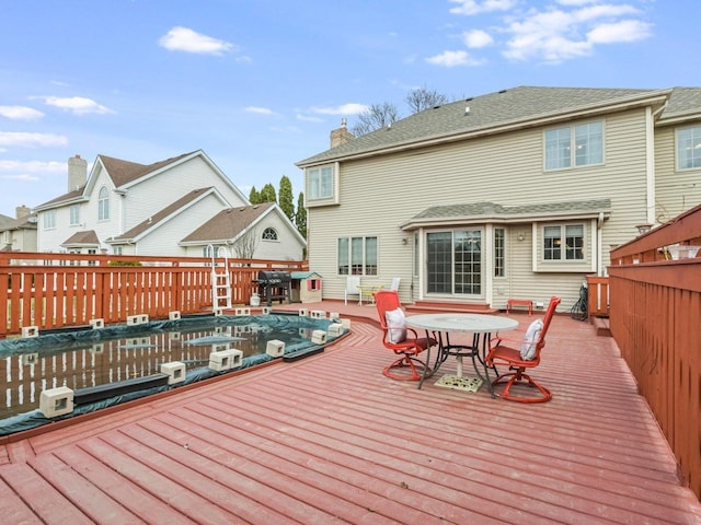 18036 Crystal Ln, Lansing, IL 60438 - wooden terrace featuring a fenced backyard, outdoor dining space, and area for grilling