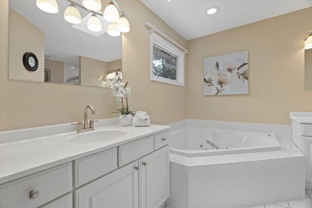 7488 Bittersweet Dr, Gurnee, IL 60031 - full bath featuring vanity, a tub with jets, and tile patterned flooring