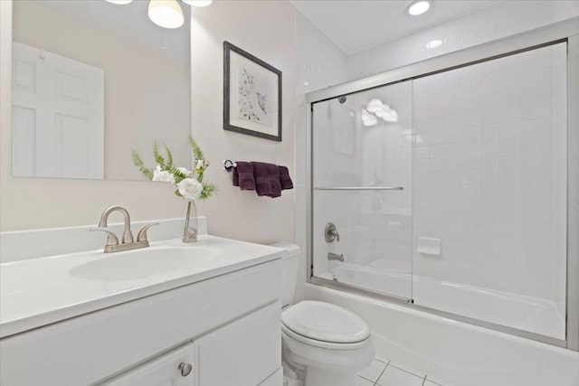 7488 Bittersweet Dr, Gurnee, IL 60031 - full bathroom with vanity, enclosed tub / shower combo, and tile patterned floors