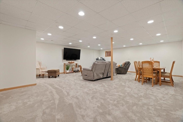 7488 Bittersweet Dr, Gurnee, IL 60031 - carpeted living room with a drop ceiling and recessed lighting