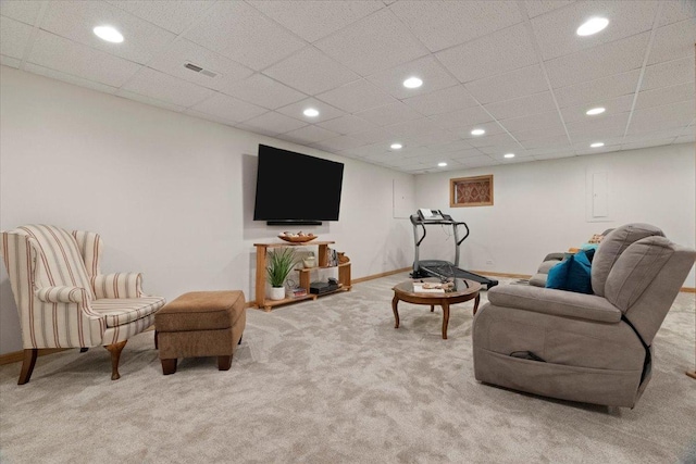 7488 Bittersweet Dr, Gurnee, IL 60031 - living area with light colored carpet, recessed lighting, and electric panel