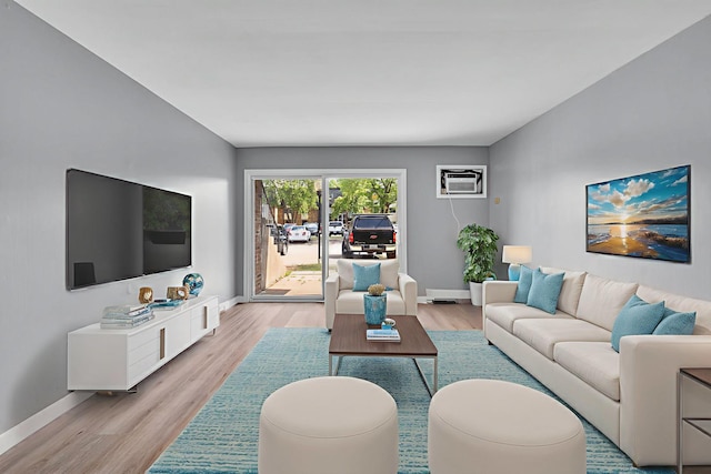 6 E Dundee Quarter Dr Unit 101, Palatine, IL 60074 - living room featuring light wood-type flooring and a wall unit AC