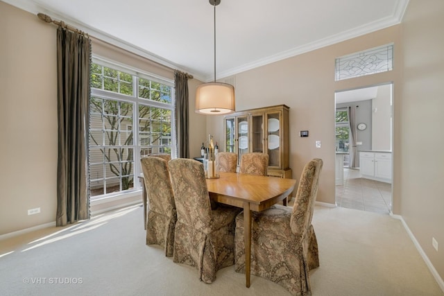 424 Bluegrass Ln, Geneva, IL 60134 - dining space with light carpet and ornamental molding