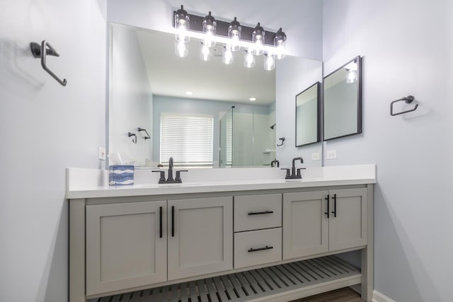424 Riverbend Dr, Genoa, IL 60135 - full bath featuring double vanity and a shower stall